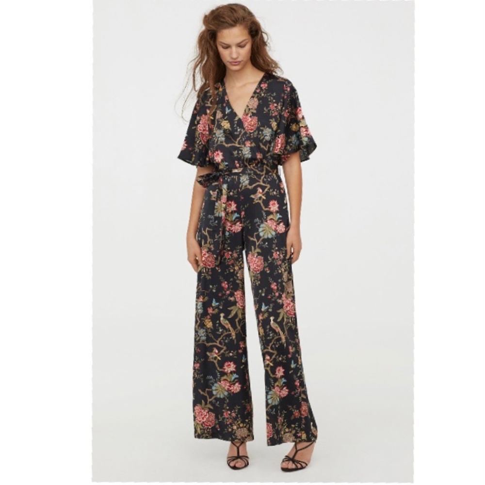 H&M Wide Leg Floral Jumpsuit